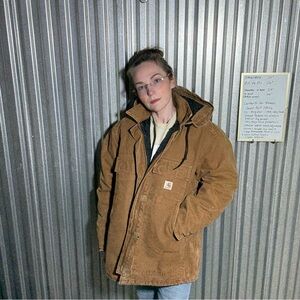 Vintage Carhartt For Women Brown Heavy Duty Coat XL Cotton Double Zipper Cinch